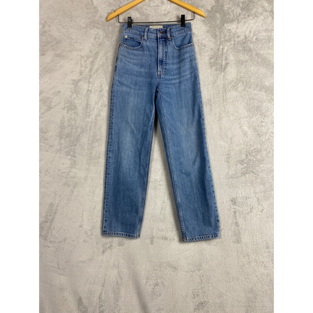 Everlane The Way High Jean Medium Indigo Straight Leg Organic Cotton Denim 23R